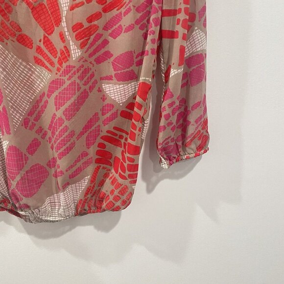 Banana Republic Gathered Waist & Arms Sheer 3/4 Sleeve Shirt Blouse Size Small S - Picture 2 of 10